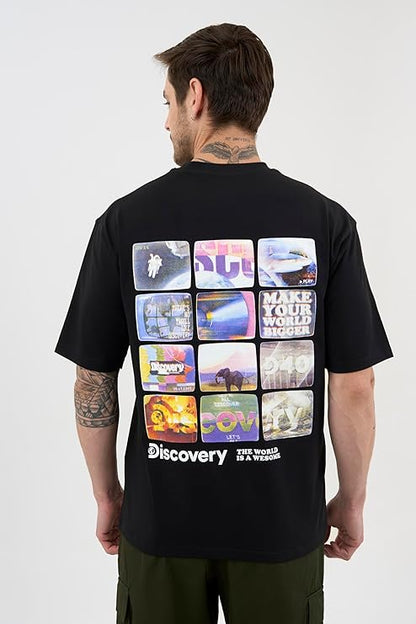 DCYPHR Discovery Men's Retro Graphic Tee- Black