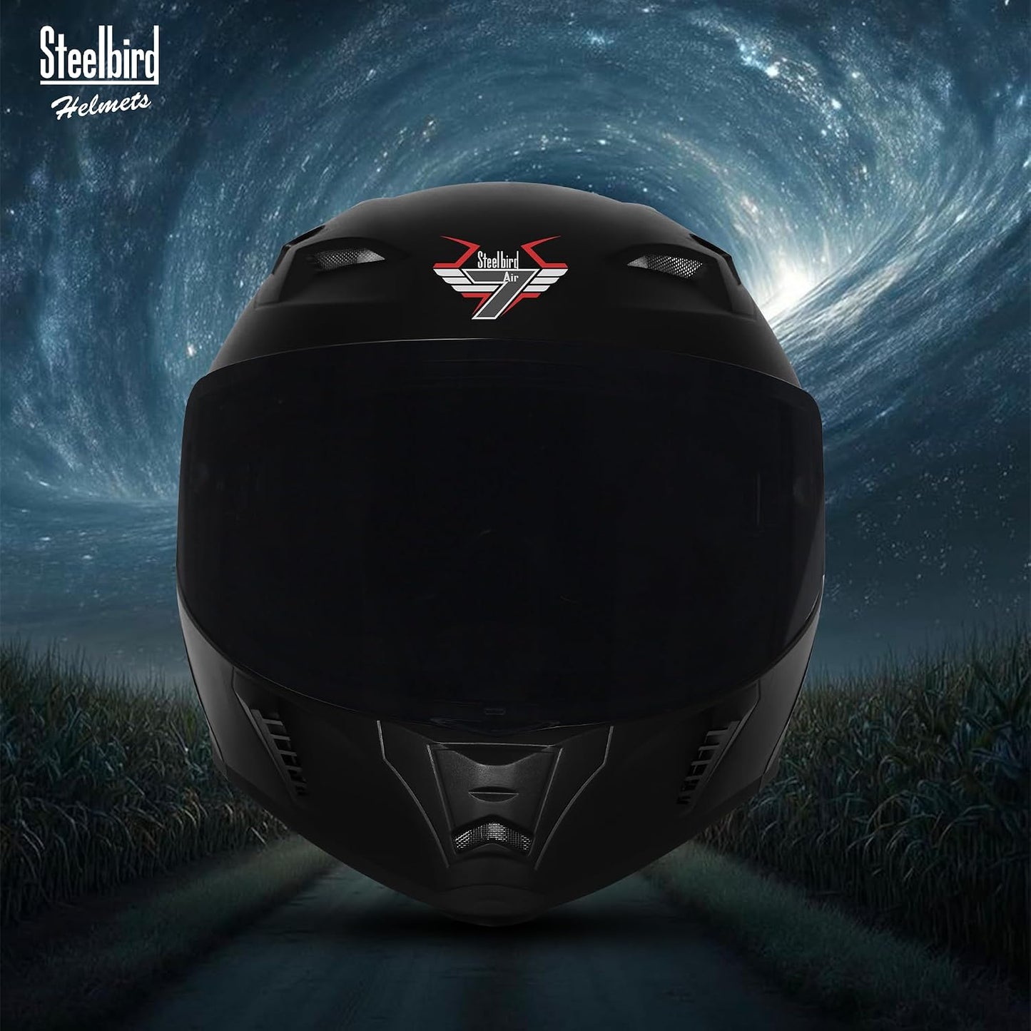 Steelbird SBA-15 7Wings Red Reflector ISI Certified Flip-Up Helmet for Men and Women with Inner Smoke Sun Shield (Dashing Black with Smoke Visor)