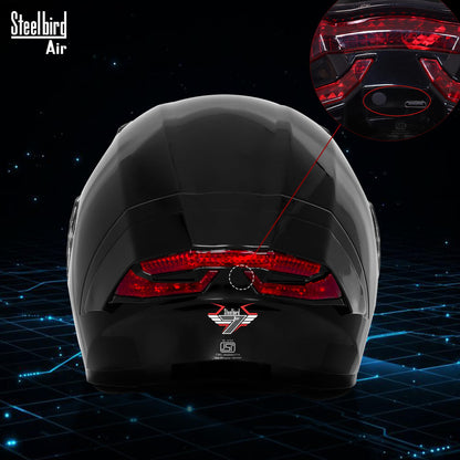Steelbird SBA-11 7Wings LT ISI Certified Flip-Up Helmet for Men with Inner Sun Shield (Glossy Black with Smoke Visor)