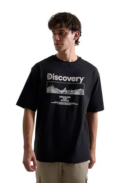 DCYPHR Discovery Men's Moon Explorer Graphic Tee- Black