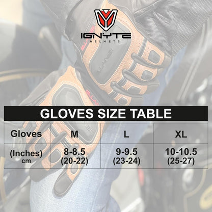 Ignyte Gauntlet Full Finger Bike Riding Leather Gloves with Touch Screen Sensitivity at Thumb and Index Finger, Protective Off-Road Motorbike Racing (Black)