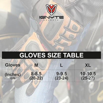 Ignyte Carbon Full Finger Bike Riding Gloves with Touch Screen Sensitivity at Thumb and Index Finger and Carbon knuckle Protector (Grey)