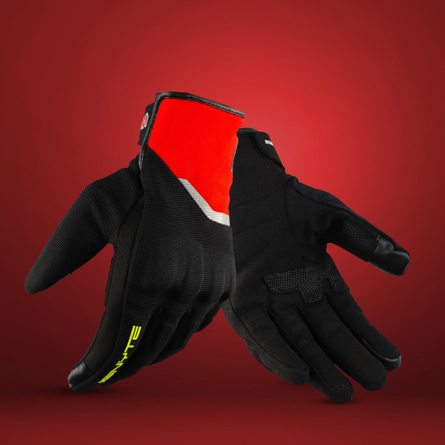 Ignyte Aqua Full Finger Waterproof Bike Riding Gloves with Touch Screen Sensitivity at Thumb and Index Finger, Protective Off-Road Motorbike Racing (Red)