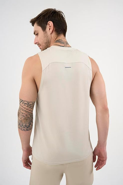 DCYPHR Men's AUSM5X™ Mesh Tank Top- Ivory Mist