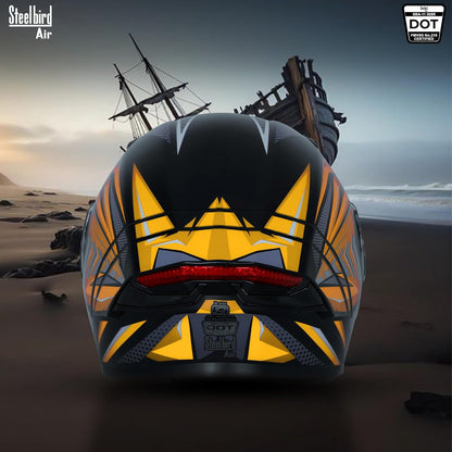 Steelbird SBA-11 Tornado Red Reflector ISI and DOT Certified Full Face Helmet for Men and Women with Inner Silver Sun Shield (Glossy Black Orange with Smoke Visor)