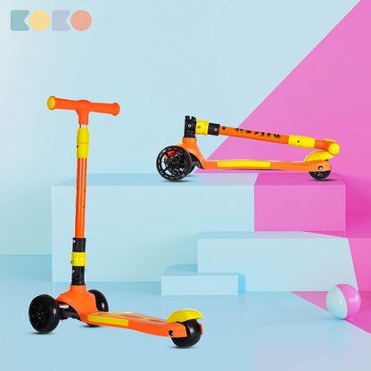 Refurbished Koko Rusty Kick Scooter with Adjustable Height and Portable, Kids Scooter with PVC Wheels for Age 3+ (Max User Weight: 40kg)(Orange)