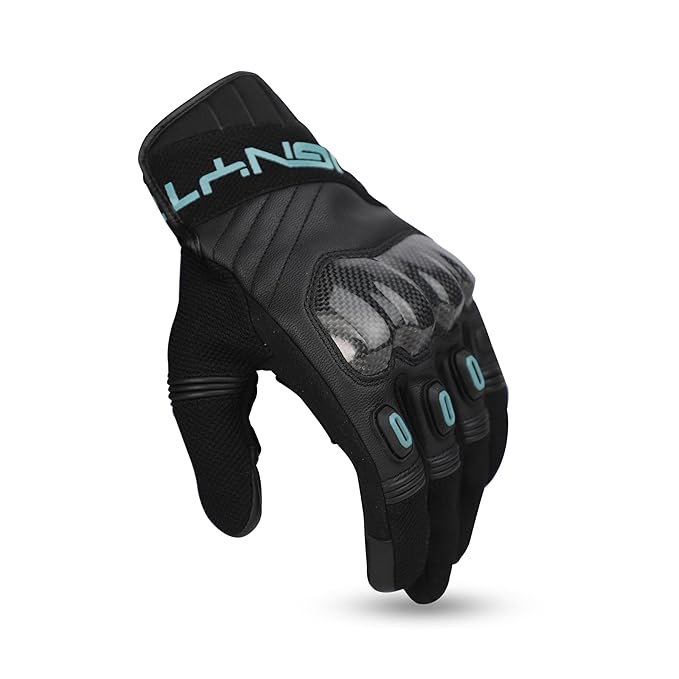 Ignyte Carbon Full Finger Bike Riding Gloves with Touch Screen Sensitivity at Thumb and Index Finger and Carbon knuckle Protector (Grey)