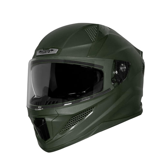 Steelbird SBH-25 Rudra ISI Certified Full Face Helmet for Men and Women with Inner Smoke Sun Shield (Dashing Battle Green)