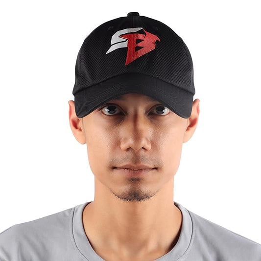 Steelbird Dotted Knitted Dad Cap with Adjustable Strap for All Sports, Cap for Girls, Caps for Gym, Sports Caps for Men and Women with Airholes (Black)