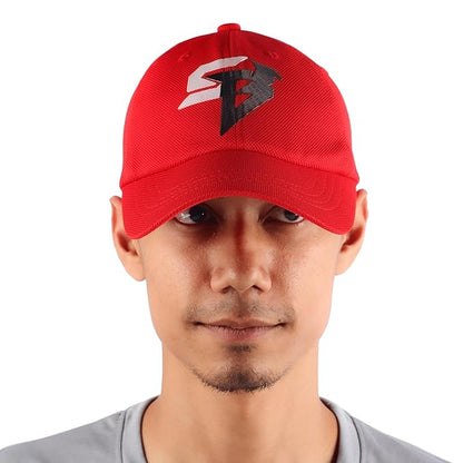 Steelbird Dotted Knitted Dad Cap with Adjustable Strap for All Sports, Cap for Girls, Caps for Gym, Sports Caps for Men and Women with Airholes (Red)