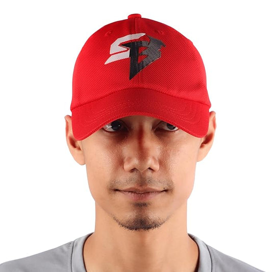 Steelbird Dotted Knitted Dad Cap with Adjustable Strap for All Sports, Cap for Girls, Caps for Gym, Sports Caps for Men and Women with Airholes (Red)