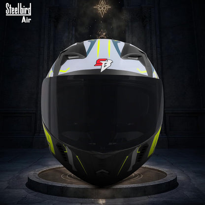 Steelbird SBA-20 07 ISI Certified Flip-Up Graphic Helmet for Men with Inner Chrome Sun Shield (Glossy Black Neon)