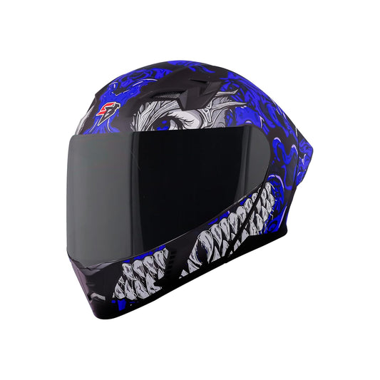 Steelbird SBA-20 Draco ISI Certified Flip-Up Helmet for Men and Women with Inner Smoke Sun Shield (Glossy Black Blue with Smoke Visor)