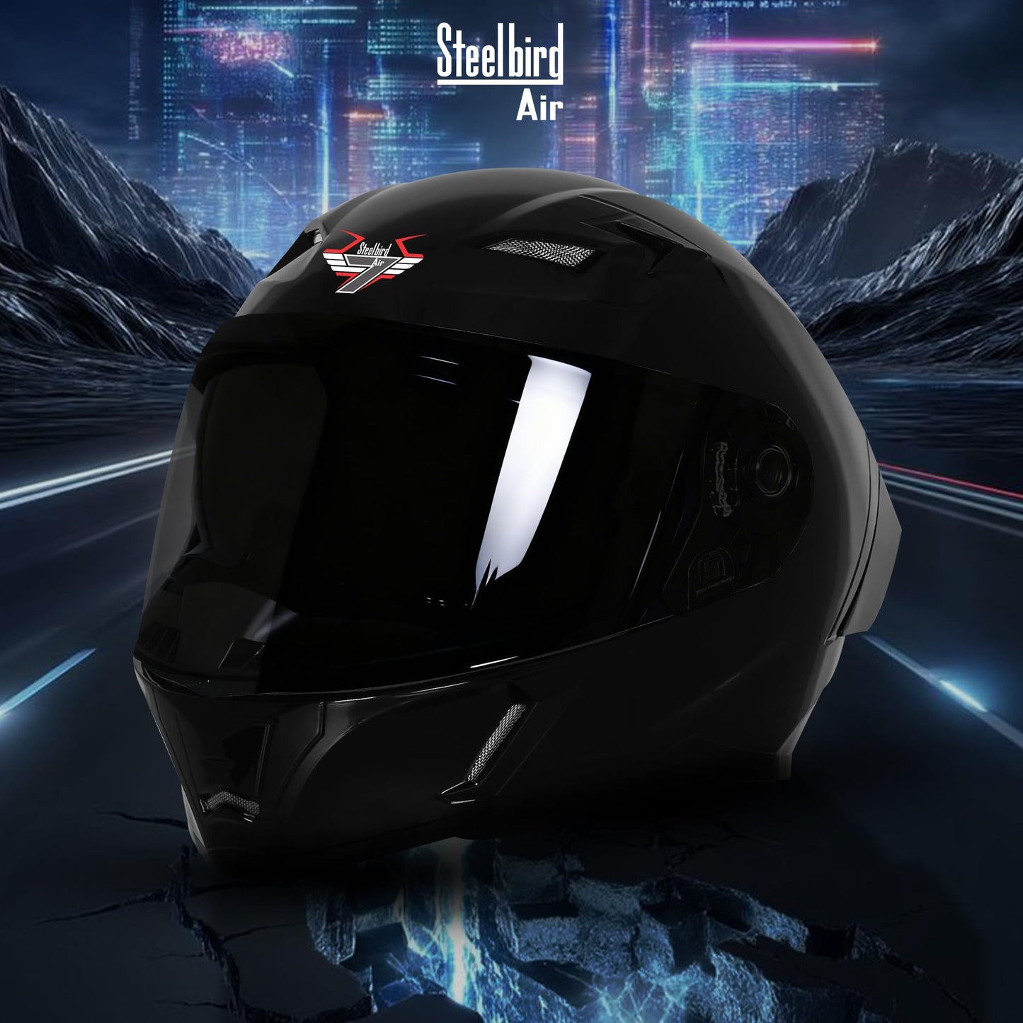 Steelbird SBA-11 7Wings LT ISI Certified Flip-Up Helmet for Men with Inner Sun Shield (Glossy Black with Smoke Visor)