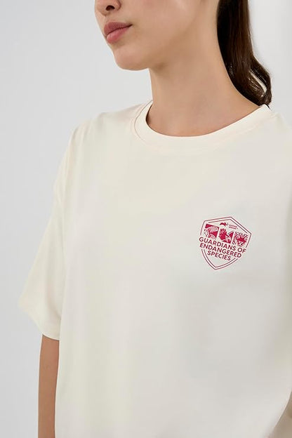 DCYPHR Discovery Women's Galapagos Penguin Graphic Tee- Off-White