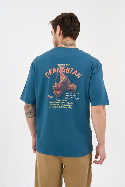 DCYPHR Discovery Men's Orangutan Graphic Tee-Deep Teal