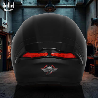 Steelbird SBA-15 7Wings Red Reflector ISI Certified Flip-Up Helmet for Men and Women with Inner Smoke Sun Shield (Dashing Black with Smoke Visor)