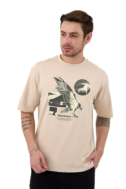 DCYPHR Discovery Men's World Explorer Graphic Tee- Ivory Mist