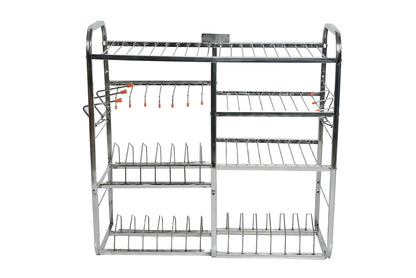 Ares 24 Inch Wall Mount Kitchen Dish Rack Plate Cutlery Stand/Kitchen Utensils Rack/Modern Kitchen Storage Rack (Natural Steel)