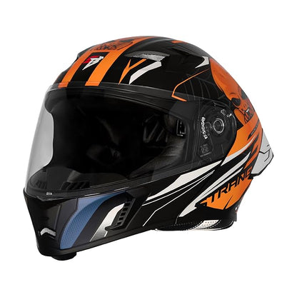 Steelbird SBA-20 Strange ISI Certified Flip-Up Graphic Helmet for Men and Women (Glossy Black Orange)