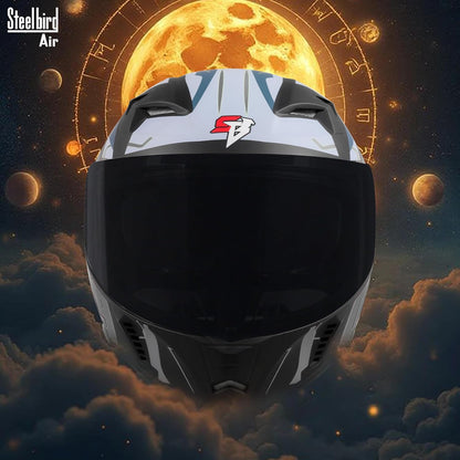 Steelbird SBA-20 03 ISI Certified Flip-Up Graphic Helmet for Men with Inner Chrome Sun Shield (Glossy Black Grey)