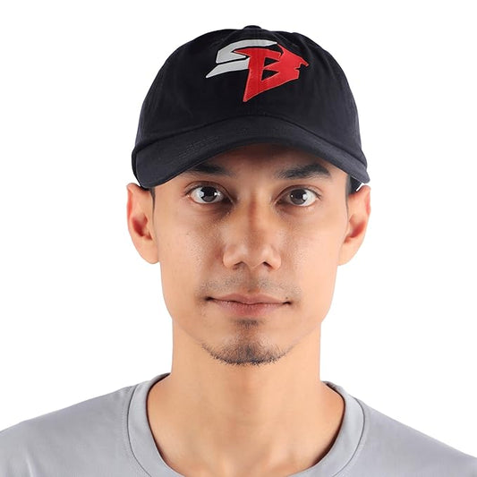Steelbird Cotton Dad Cap with Adjustable Strap for All Sports, Cap for Girls, Caps for Gym, Sports Caps for Men and Women with Airholes (Black)