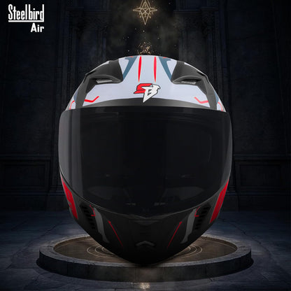 Steelbird SBA-20 07 ISI Certified Flip-Up Graphic Helmet for Men with Inner Chrome Sun Shield (Glossy Black Red)