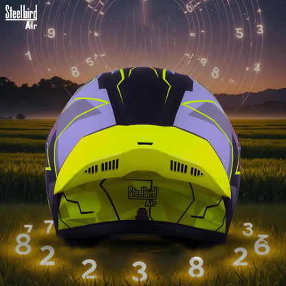 Steelbird SBA-20 02 ISI Certified Flip-Up Graphic Helmet for Men with Inner Chrome Sun Shield (Glossy Black Neon)