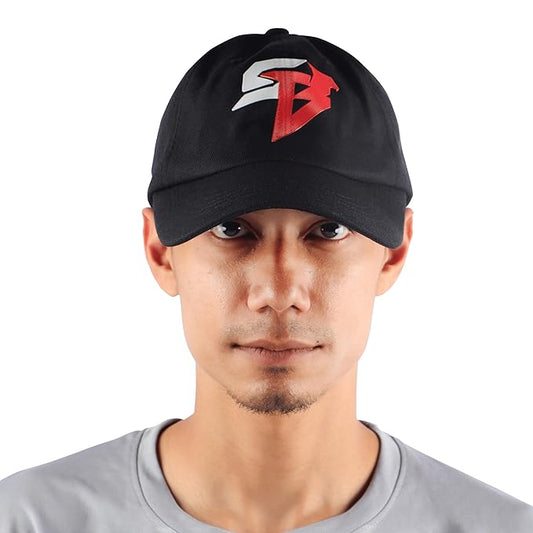 Steelbird Polyster Dad Cap with Adjustable Strap for All Sports, Cap for Girls, Caps for Gym, Sports Caps for Men and Women with Airholes (Black)