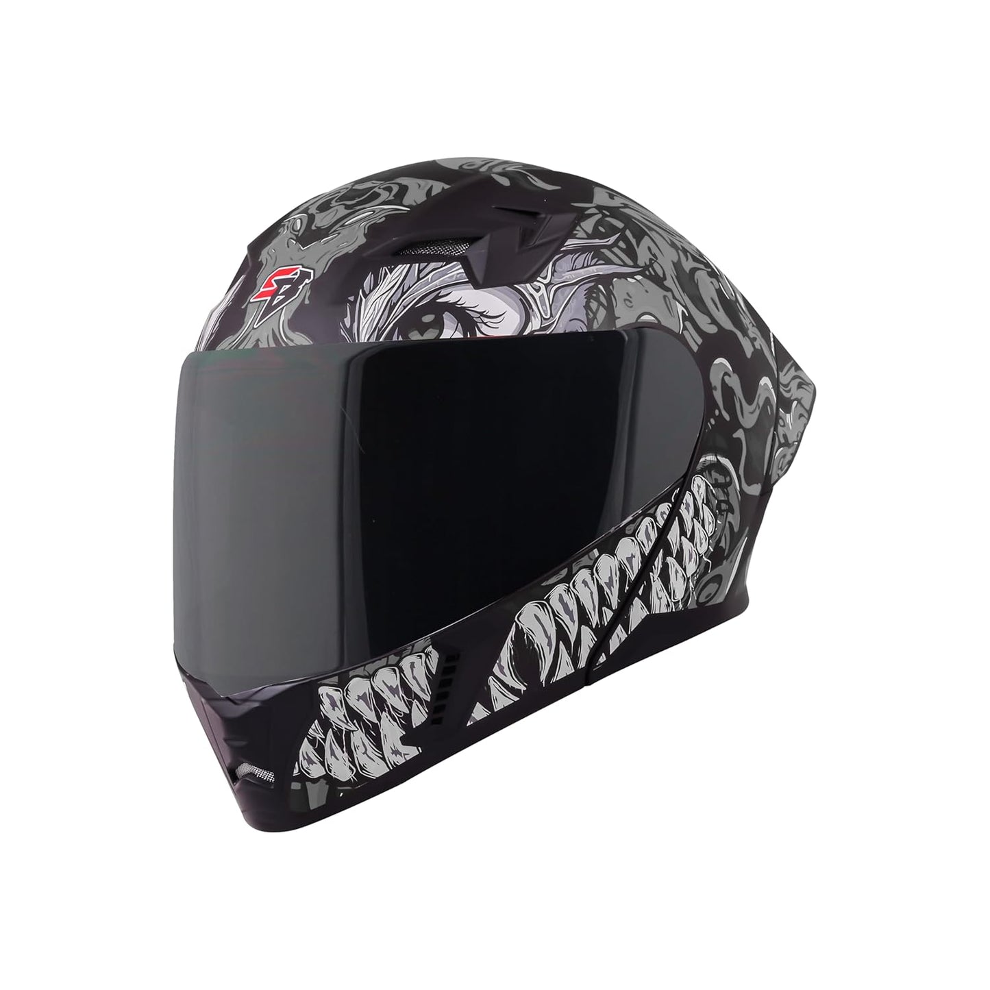 Steelbird SBA-20 Draco ISI Certified Flip-Up Helmet for Men and Women with Inner Smoke Sun Shield (Glossy Black Grey with Smoke Visor)