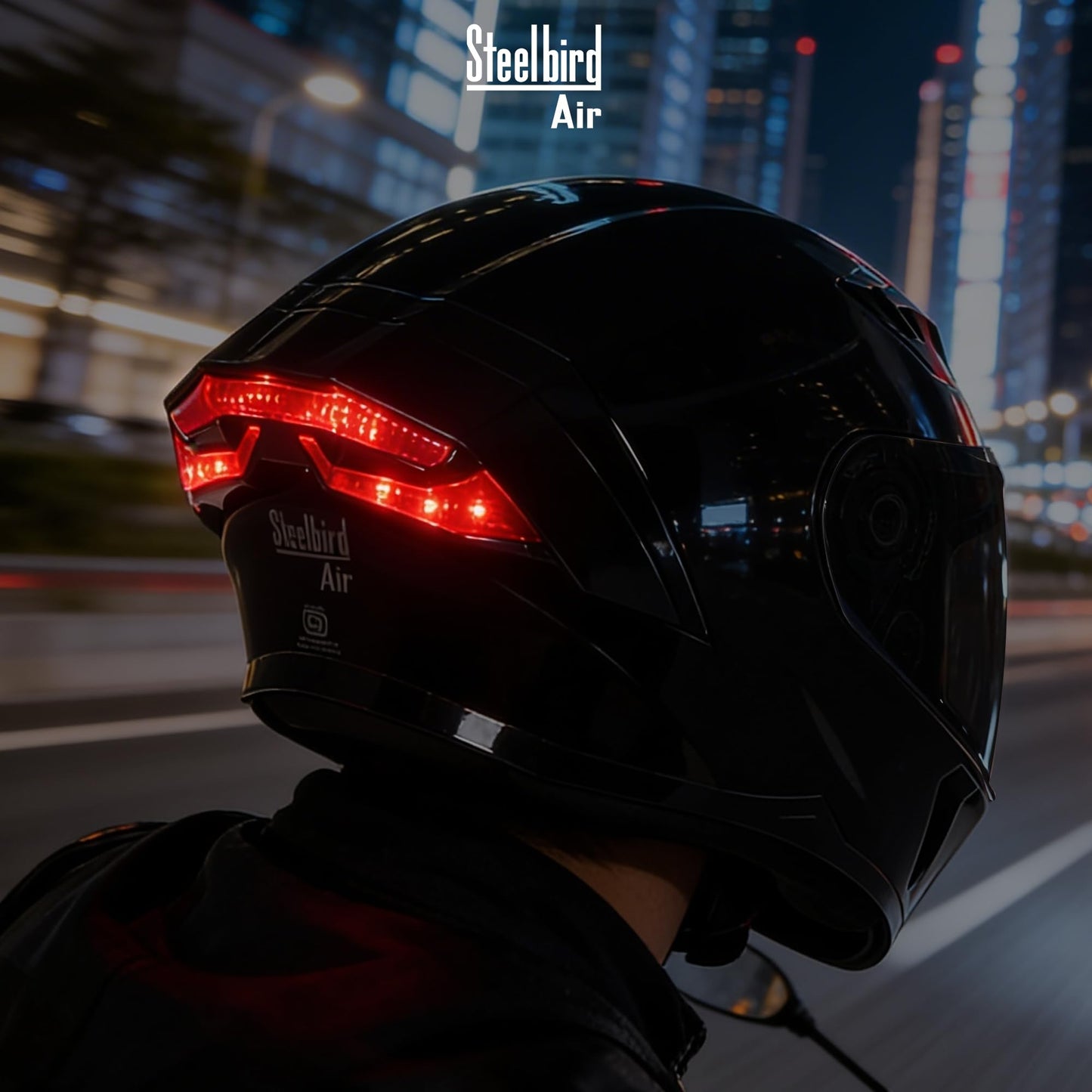 Steelbird SBA-11 7Wings LT ISI Certified Flip-Up Helmet for Men with Inner Sun Shield (Glossy Black with Smoke Visor)