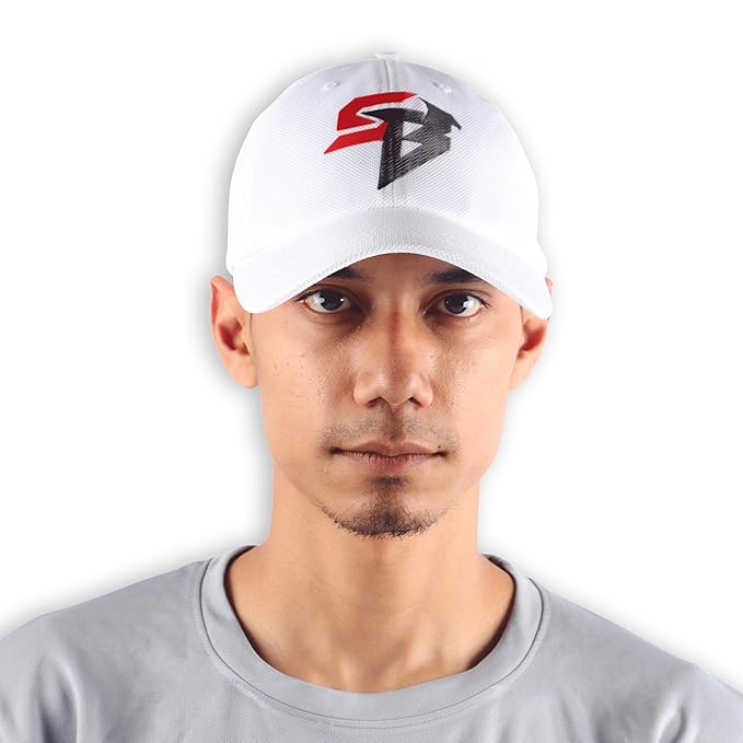 Steelbird Dotted Knitted Dad Cap with Adjustable Strap for All Sports, Cap for Girls, Caps for Gym, Sports Caps for Men and Women with Airholes (White)