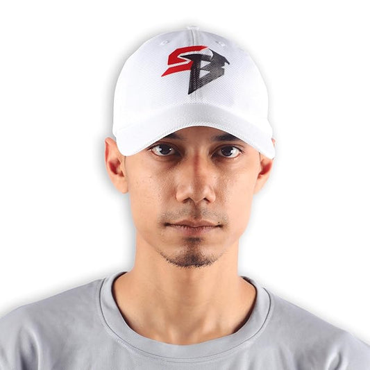 Steelbird Dotted Knitted Dad Cap with Adjustable Strap for All Sports, Cap for Girls, Caps for Gym, Sports Caps for Men and Women with Airholes (White)