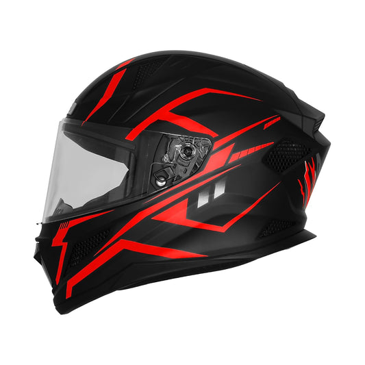 Steelbird SBH-25 Rudra Vayu ISI Certified Full Face Graphic Helmet for Men Motorbike Helmet (Glossy Black Red)