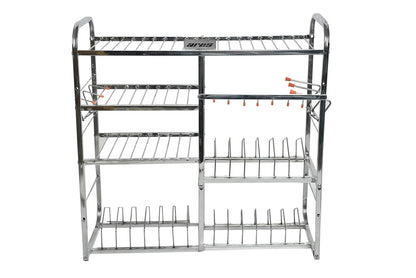 Ares 24 Inch Wall Mount Kitchen Dish Rack Plate Cutlery Stand/Kitchen Utensils Rack/Modern Kitchen Storage Rack (Natural Steel)