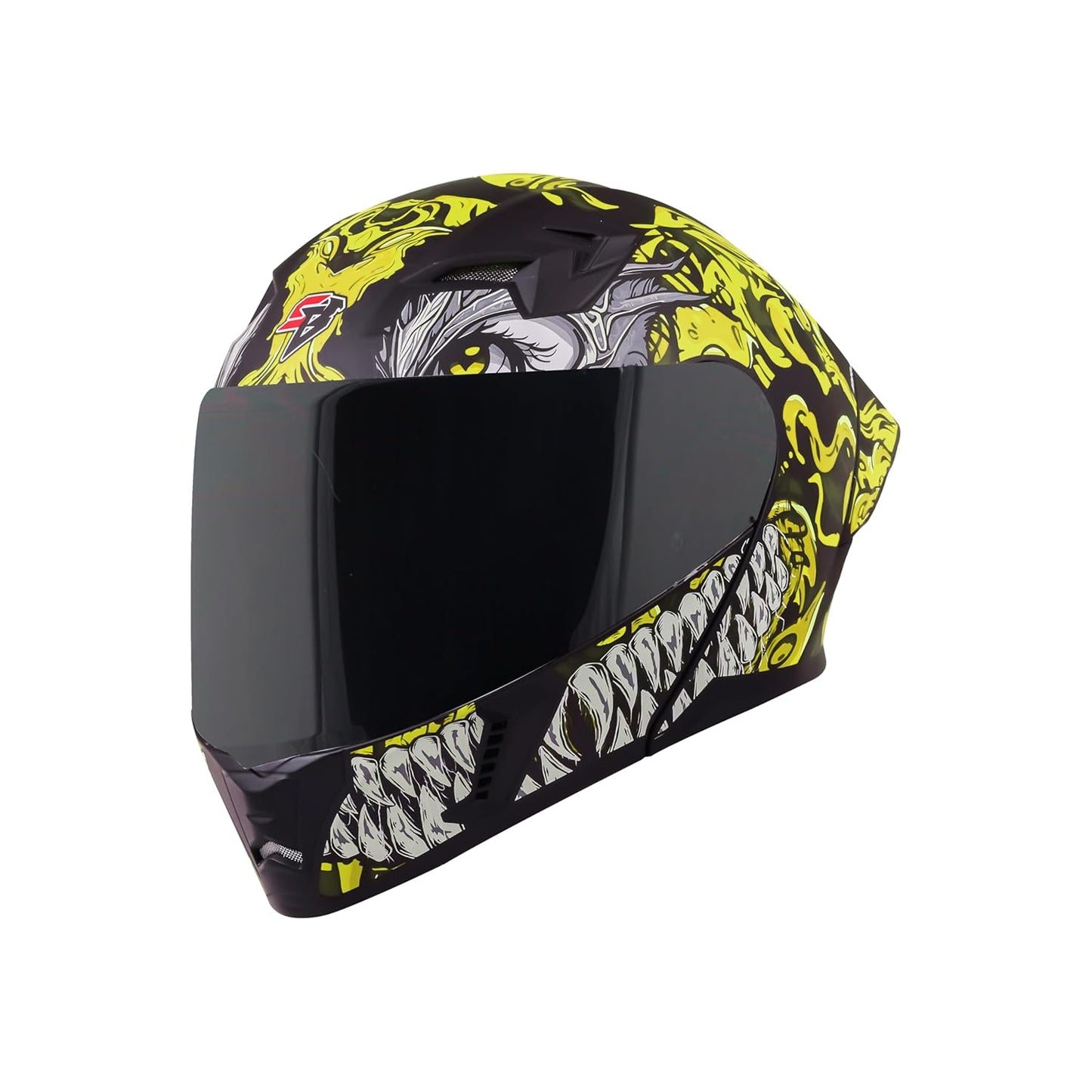 Steelbird SBA-20 Draco ISI Certified Flip-Up Helmet for Men and Women with Inner Smoke Sun Shield (Glossy Black Neon with Smoke Visor)