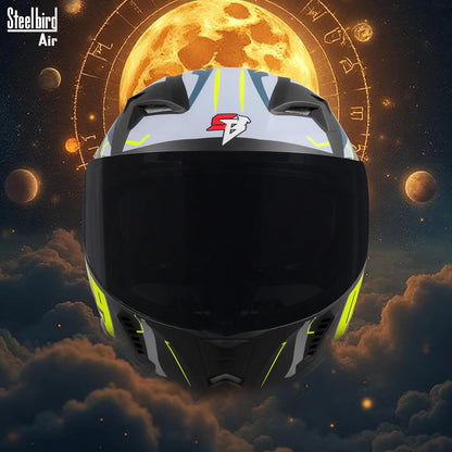 Steelbird SBA-20 03 ISI Certified Flip-Up Graphic Helmet for Men with Inner Chrome Sun Shield (Glossy Black Neon)