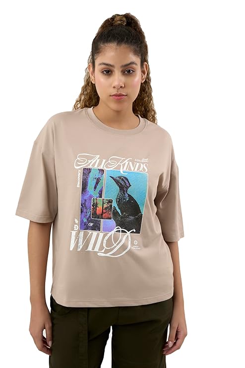 DCYPHR Discovery Women's All Kinds Wild Graphic Tee- Dune Earth