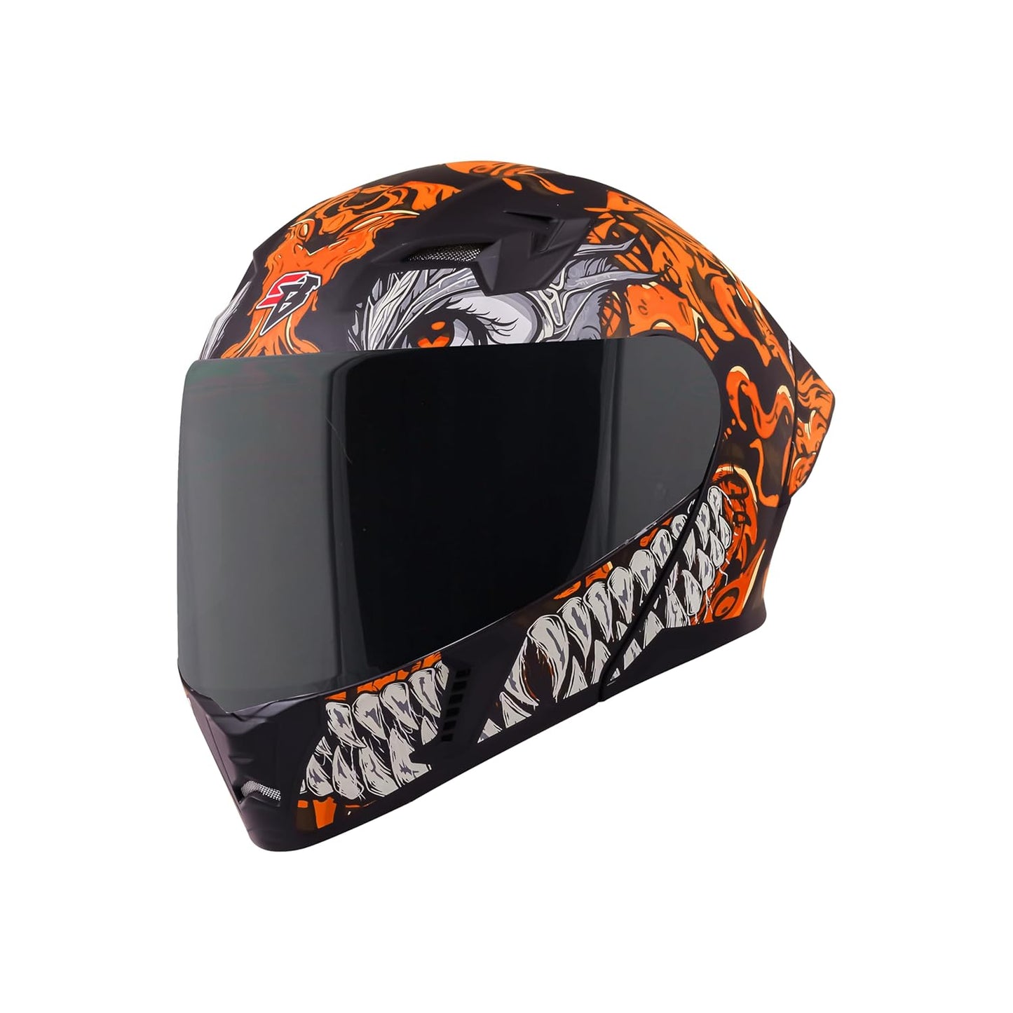 Steelbird SBA-20 Draco ISI Certified Flip-Up Helmet for Men and Women with Inner Smoke Sun Shield (Glossy Black Orange with Smoke Visor)