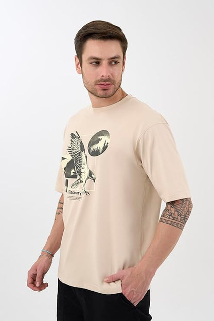 DCYPHR Discovery Men's World Explorer Graphic Tee- Ivory Mist