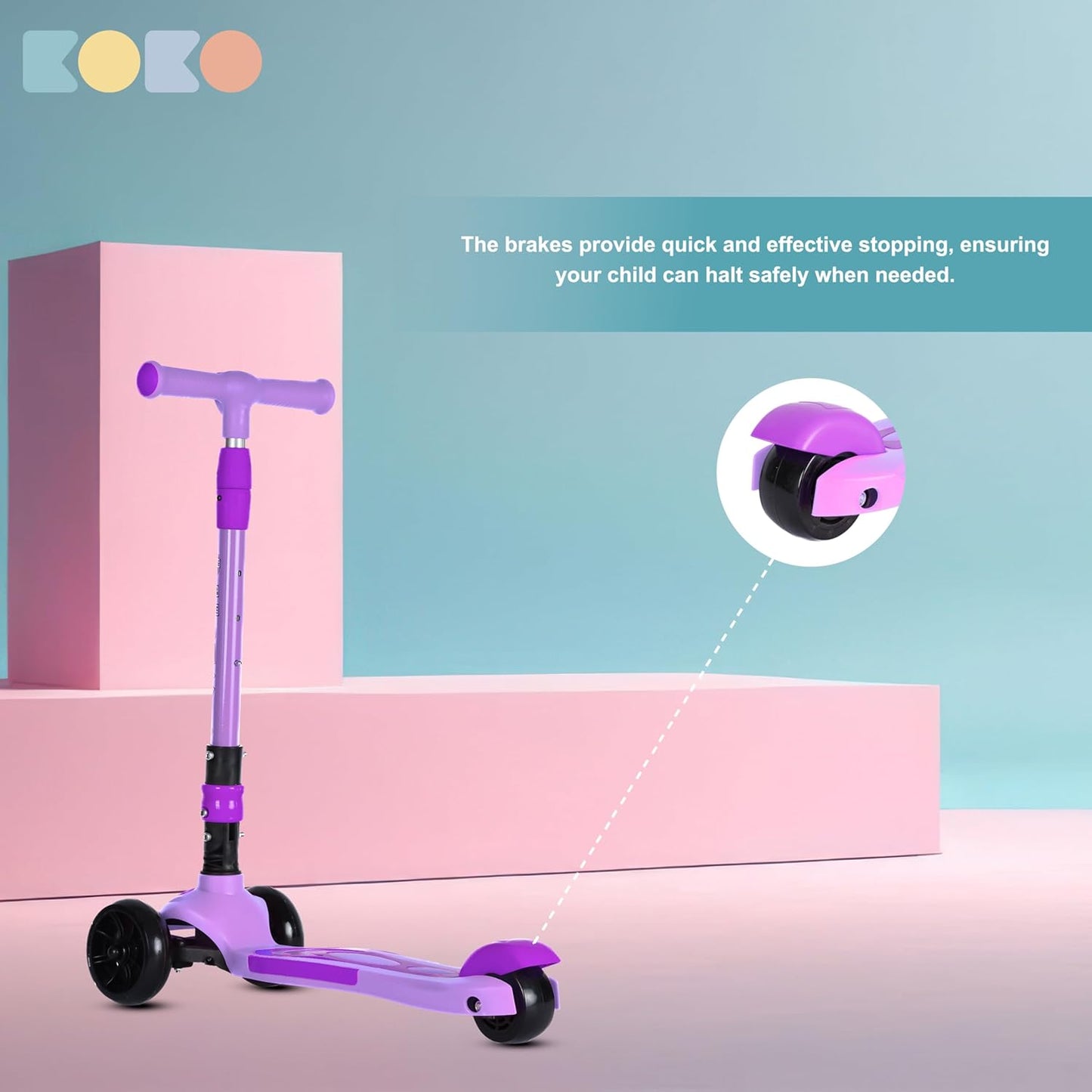 Refurbised Koko Rusty Kick Scooter with Adjustable Height and Portable, Kids Scooter with PVC Wheels for Age 3+ (Max User Weight: 40kg)(Purple)