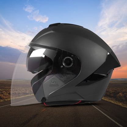 Steelbird SBA-10 7Wings ISI Certified Open Face Helmet for Men and Women with Inner Smoke Sun Shield (Glossy H.Grey)