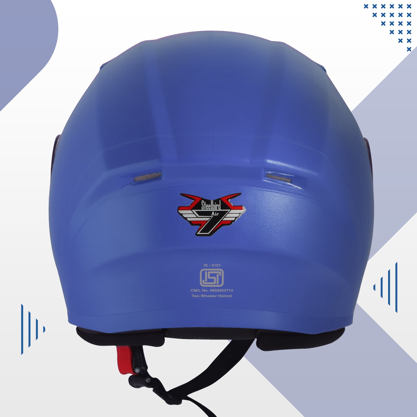 Steelbird SBA-17 7Wings ISI Certified Open Face Helmet for Men and Women with Inner Smoke Sun Shield (Dashing Blue with Tinted Yellow Visor)