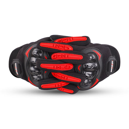 Refurbished Steelbird GT-17 Full Finger Bike Riding Gloves with Touch Screen Sensitivity at Thumb and Index Finger, Protective Off-Road Motorbike Racing (Red)
