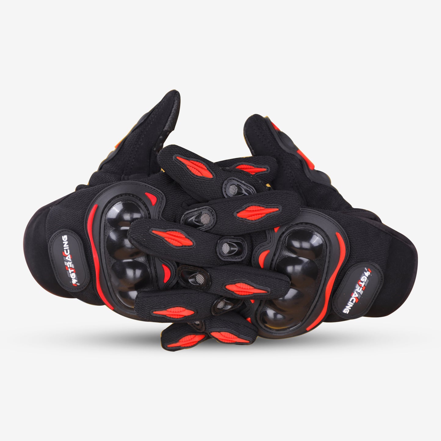 Refurbished Steelbird GT-01 Full Finger Bike Riding Gloves with Touch Screen Sensitivity at Thumb and Index Finger, Protective Off-Road Motorbike Racing (Red)