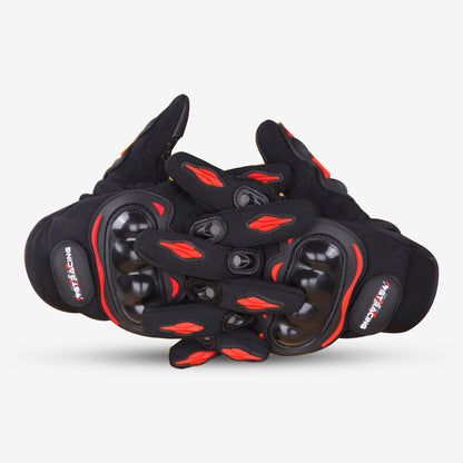 Refurbished Steelbird GT-01 Full Finger Bike Riding Gloves with Touch Screen Sensitivity at Thumb and Index Finger, Protective Off-Road Motorbike Racing (Red)
