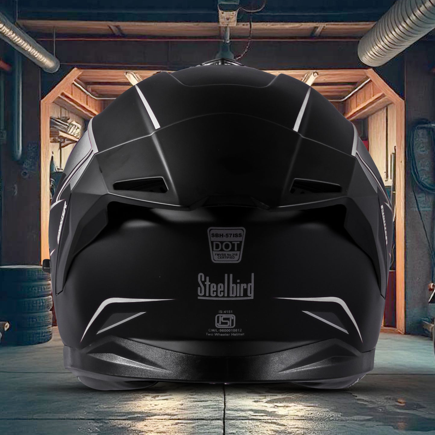 Steelbird SBH-57 Carbon Fighter ISI and DOT Certified Full Face Helmet for Men and Women (Glossy Black White).