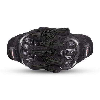 Refurbished Steelbird GT-17 Full Finger Bike Riding Gloves with Touch Screen Sensitivity at Thumb and Index Finger, Protective Off-Road Motorbike Racing (Black)