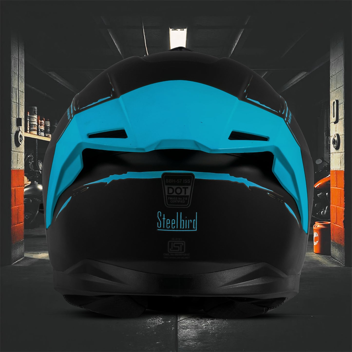 Steelbird SBH-57 Fighter F2 ISI and DOT Certified Full Face Helmet for Men and Women With Inner Silver Sun Shield (Glossy Black Jazz Blue)