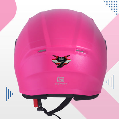 Steelbird SBA-17 7Wings ISI Certified Open Face Helmet for Men and Women with Inner Smoke Sun Shield (Dashing Pink with Tinted Yellow Visor)